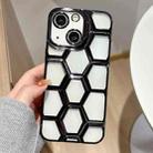 For iPhone 13 Electroplating Laser Engraving 3D Honeycomb Clear TPU Phone Case(Black) - 1