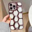 For iPhone 13 Pro Max Electroplating Laser Engraving 3D Honeycomb Clear TPU Phone Case(Pink) - 1