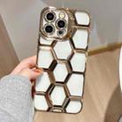 For iPhone 13 Pro Max Electroplating Laser Engraving 3D Honeycomb Clear TPU Phone Case(Gold) - 1