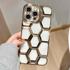 For iPhone 15 Pro Max Electroplating Laser Engraving 3D Honeycomb Clear TPU Phone Case(Gold) - 1