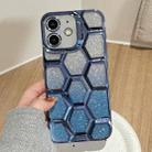 For iPhone 11 Electroplating Laser Engraving 3D Honeycomb Glitter TPU Phone Case(Blue) - 1