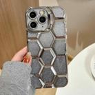 For iPhone 11 Pro Electroplating Laser Engraving 3D Honeycomb Glitter TPU Phone Case(Silver) - 1