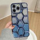 For iPhone 11 Pro Electroplating Laser Engraving 3D Honeycomb Glitter TPU Phone Case(Blue) - 1