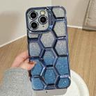 For iPhone 11 Pro Max Electroplating Laser Engraving 3D Honeycomb Glitter TPU Phone Case(Blue) - 1