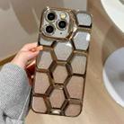 For iPhone 11 Pro Max Electroplating Laser Engraving 3D Honeycomb Glitter TPU Phone Case(Gold) - 1