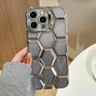 For iPhone 12 Pro Max Electroplating Laser Engraving 3D Honeycomb Glitter TPU Phone Case(Silver) - 1