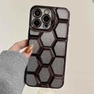 For iPhone 12 Pro Max Electroplating Laser Engraving 3D Honeycomb Glitter TPU Phone Case(Black) - 1