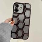 For iPhone 12 Electroplating Laser Engraving 3D Honeycomb Glitter TPU Phone Case(Black) - 1