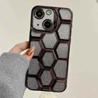 For iPhone 13 Electroplating Laser Engraving 3D Honeycomb Glitter TPU Phone Case(Black) - 1