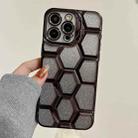 For iPhone 13 Pro Electroplating Laser Engraving 3D Honeycomb Glitter TPU Phone Case(Black) - 1