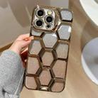 For iPhone 13 Pro Max Electroplating Laser Engraving 3D Honeycomb Glitter TPU Phone Case(Gold) - 1