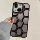 For iPhone 14 Electroplating Laser Engraving 3D Honeycomb Glitter TPU Phone Case(Black) - 1