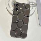 For iPhone 11 Electroplating Laser Engraving 3D Honeycomb TPU Phone Case(Grey) - 1