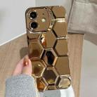 For iPhone 11 Electroplating Laser Engraving 3D Honeycomb TPU Phone Case(Gold) - 1