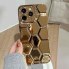 For iPhone 11 Pro Electroplating Laser Engraving 3D Honeycomb TPU Phone Case(Gold) - 1