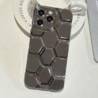 For iPhone 11 Pro Max Electroplating Laser Engraving 3D Honeycomb TPU Phone Case(Grey) - 1