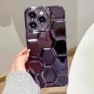 For iPhone 11 Pro Max Electroplating Laser Engraving 3D Honeycomb TPU Phone Case(Purple) - 1