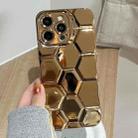 For iPhone 12 Pro Max Electroplating Laser Engraving 3D Honeycomb TPU Phone Case(Gold) - 1