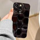 For iPhone 12 Pro Electroplating Laser Engraving 3D Honeycomb TPU Phone Case(Black) - 1