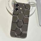 For iPhone 12 Electroplating Laser Engraving 3D Honeycomb TPU Phone Case(Grey) - 1