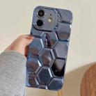 For iPhone 12 Electroplating Laser Engraving 3D Honeycomb TPU Phone Case(Blue) - 1