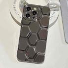 For iPhone 13 Pro Max Electroplating Laser Engraving 3D Honeycomb TPU Phone Case(Grey) - 1
