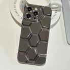 For iPhone 14 Pro Electroplating Laser Engraving 3D Honeycomb TPU Phone Case(Grey) - 1