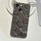 For iPhone 14 Electroplating Laser Engraving 3D Honeycomb TPU Phone Case(Grey) - 1