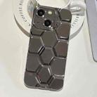 For iPhone 15 Electroplating Laser Engraving 3D Honeycomb TPU Phone Case(Grey) - 1