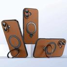 For iPhone 16 Plus SULADA Top Grain Leather MagSafe Magnetic Holder Phone Case(Brown) - 1