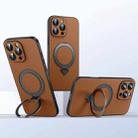 For iPhone 15 Pro Max SULADA Top Grain Leather MagSafe Magnetic Holder Phone Case(Brown) - 1