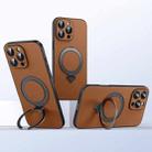 For iPhone 15 Pro SULADA Top Grain Leather MagSafe Magnetic Holder Phone Case(Brown) - 1