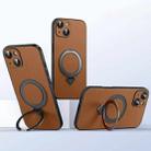 For iPhone 15 Plus SULADA Top Grain Leather MagSafe Magnetic Holder Phone Case(Brown) - 1