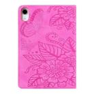 For iPad mini 6 / mini 2024 Butterfly Love Flower Embossed Leather Smart Tablet Case(Rose Red) - 3