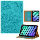 For iPad mini 6 / mini 2024 Butterfly Love Flower Embossed Leather Smart Tablet Case(Blue) - 1