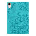 For iPad mini 6 / mini 2024 Butterfly Love Flower Embossed Leather Smart Tablet Case(Blue) - 3