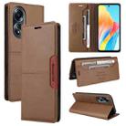 For OPPO A58 4G GQUTROBE G01 RFID Anti-theft Leather Phone Case(Brown) - 1