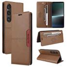 For Sony Xperia 1 V GQUTROBE G01 RFID Anti-theft Leather Phone Case(Brown) - 1