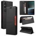 For Sony Xperia 1 V GQUTROBE G01 RFID Anti-theft Leather Phone Case(Black) - 1