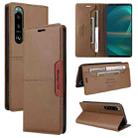 For Sony Xperia 5 III GQUTROBE G01 RFID Anti-theft Leather Phone Case(Brown) - 1