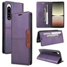 For Sony Xperia 5 IV GQUTROBE G01 RFID Anti-theft Leather Phone Case(Purple) - 1