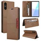 For Sony Xperia 5 VI GQUTROBE G01 RFID Anti-theft Leather Phone Case(Brown) - 1