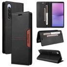 For Sony Xperia 10 V GQUTROBE G01 RFID Anti-theft Leather Phone Case(Black) - 1