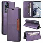 For Xiaomi 12T / 12T Pro GQUTROBE G01 RFID Anti-theft Leather Phone Case(Purple) - 1
