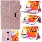 For iPad mini 6 / mini 2024 Hardware Buckle Deformation Holder Smart Leather Tablet Case(Glitter Rose Gold) - 1
