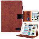 For iPad mini 6 / mini 2024 Fabric Contrast Color Smart Leather Tablet Case(Brown) - 1