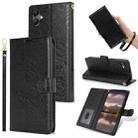 For Samsung Galaxy A06 4G Peony Flowers Imprint Leather Phone Case(Black) - 1