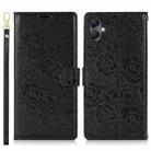For Samsung Galaxy A06 4G Peony Flowers Imprint Leather Phone Case(Black) - 2