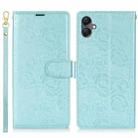 For Samsung Galaxy A06 4G Peony Flowers Imprint Leather Phone Case(Sky Blue) - 2