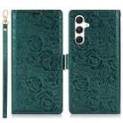 For Samsung Galaxy A15 5G Peony Flowers Imprint Leather Phone Case(Green) - 2